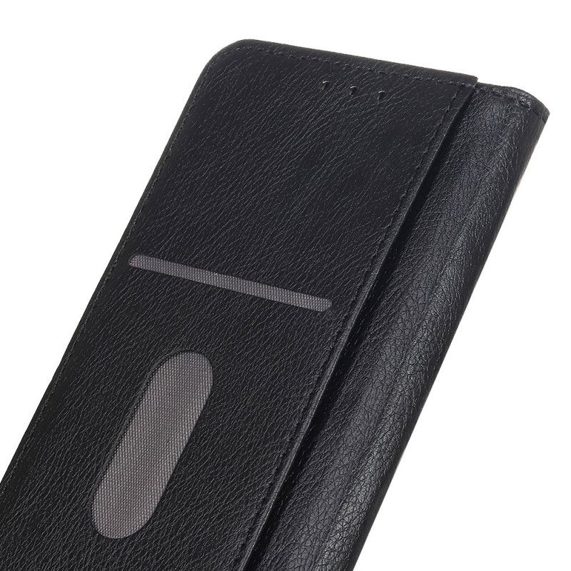 Flip Case Oppo Find X2 Pro Schwarz Elegantes Geteiltes Litschileder