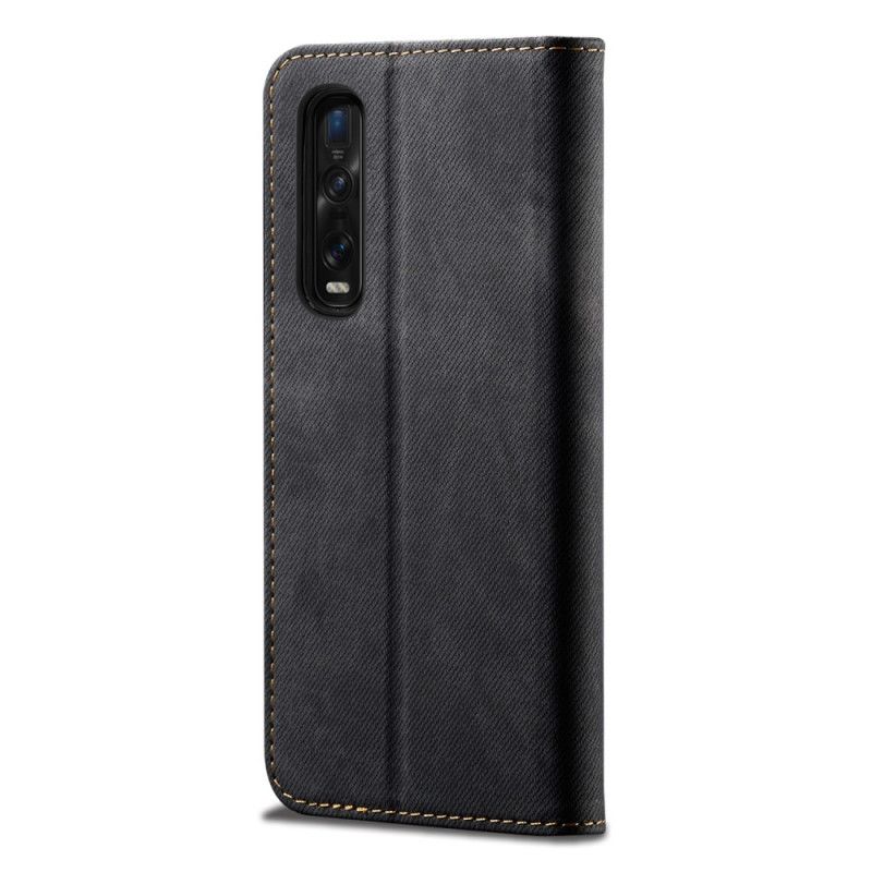 Flip Case Oppo Find X2 Pro Schwarz Handyhülle Jeansimitat-Jeans