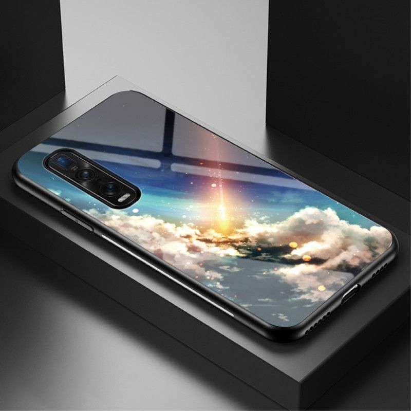 Hülle Oppo Find X2 Pro Schwarz Handyhülle Gehärtetes Sternenhimmelglas