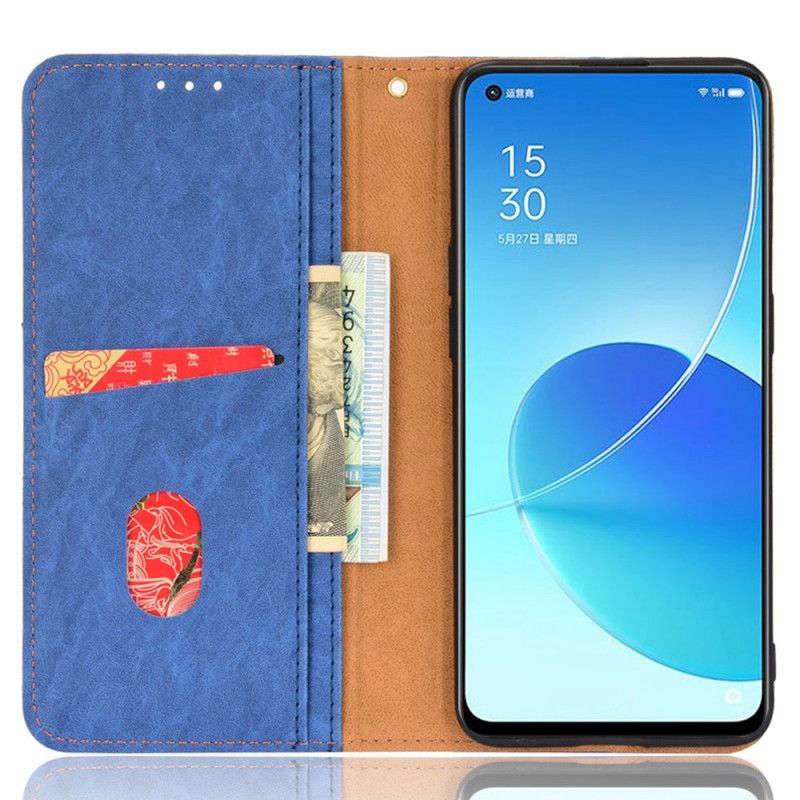 Flip Case Für Oppo Reno 6 5g Kunstleder Zweifarbig Schräg