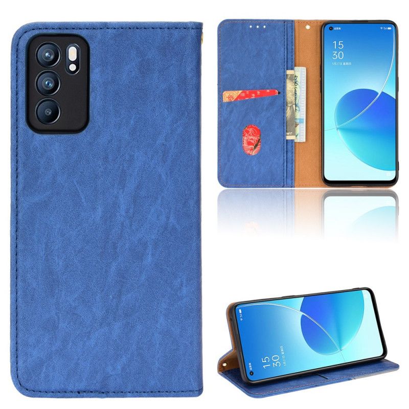 Flip Case Für Oppo Reno 6 5g Kunstleder Zweifarbig Schräg