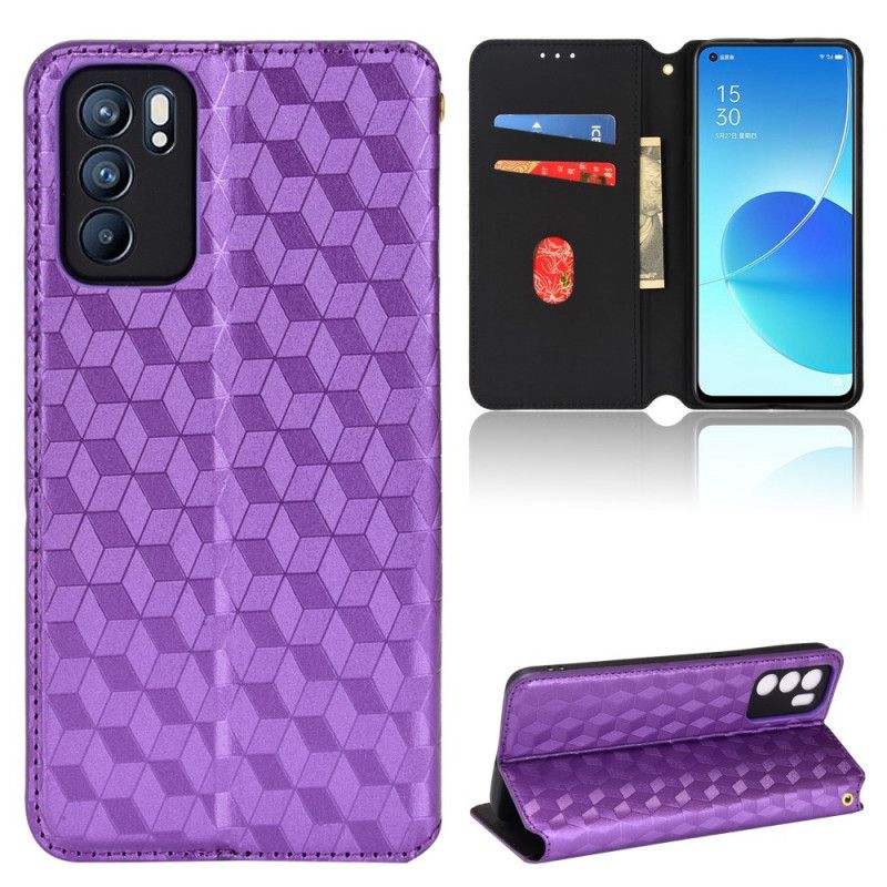 Flip Case Oppo Reno 6 5g Handyhülle 3d-diamant Ledereffekt