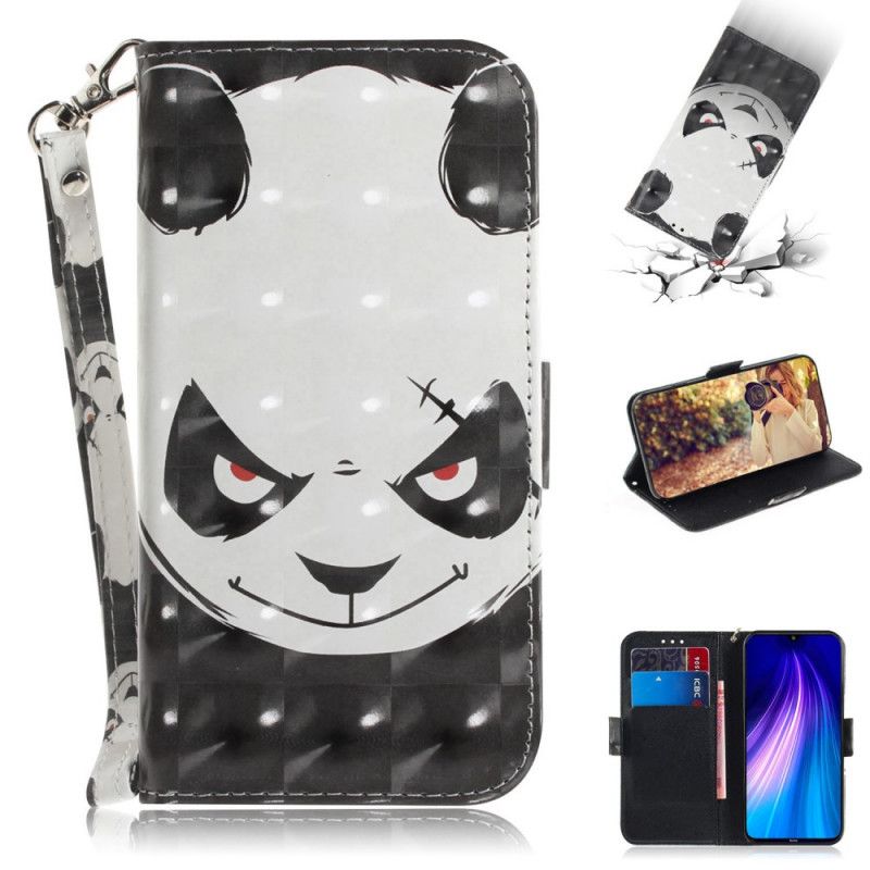 Lederhüllen Xiaomi Redmi Note 8T Handyhülle Wütender Panda Mit Tanga