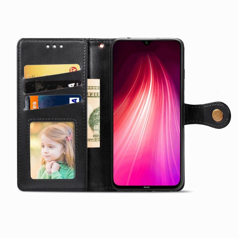 Lederhüllen Xiaomi Redmi Note 8T Schwarz Stil Leder Litschi Hut Prinz