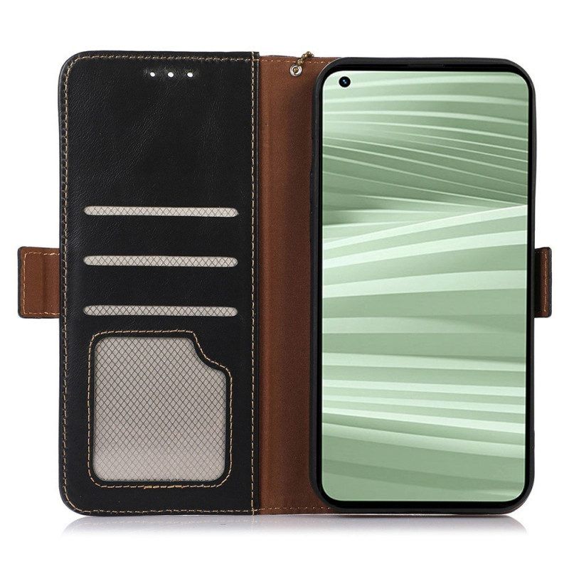 Flip Case Für Realme GT2 Pro Echtes Leder