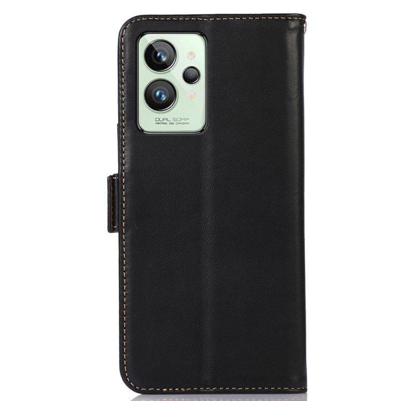 Flip Case Für Realme GT2 Pro Echtes Leder