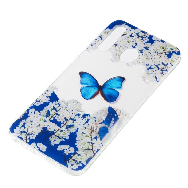 Hülle Samsung Galaxy A50 Blauer Schmetterling Und Winterblumen