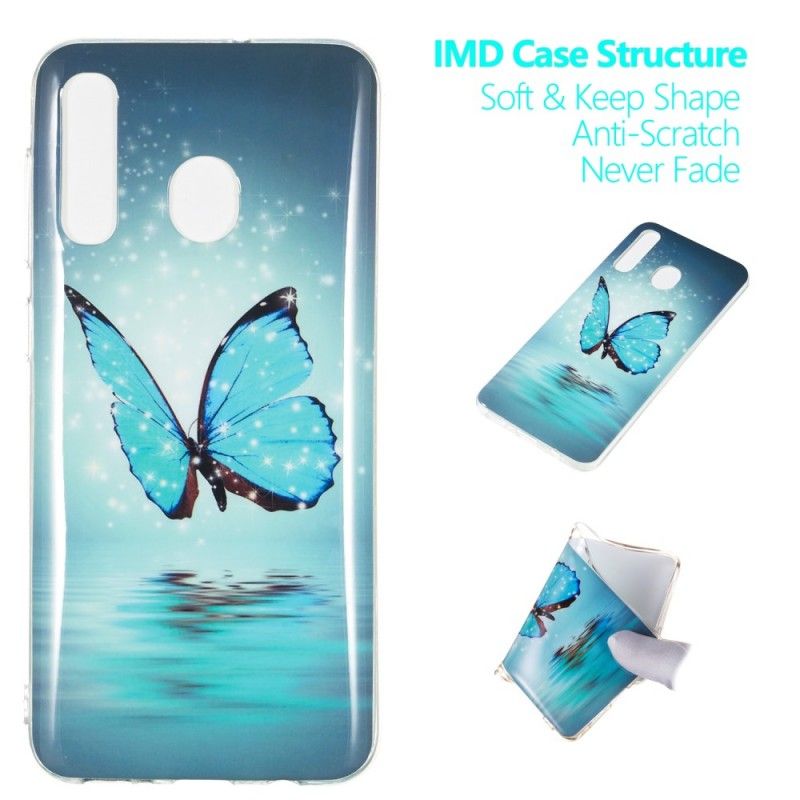 Hülle Samsung Galaxy A50 Fluoreszierender Blauer Schmetterling