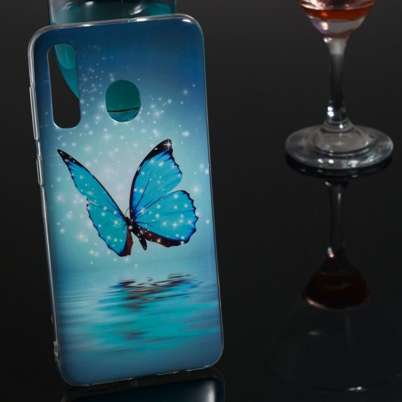 Hülle Samsung Galaxy A50 Fluoreszierender Blauer Schmetterling