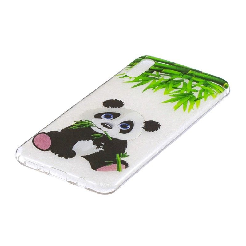 Hülle Samsung Galaxy A50 Handyhülle Transparenter Panda Essen