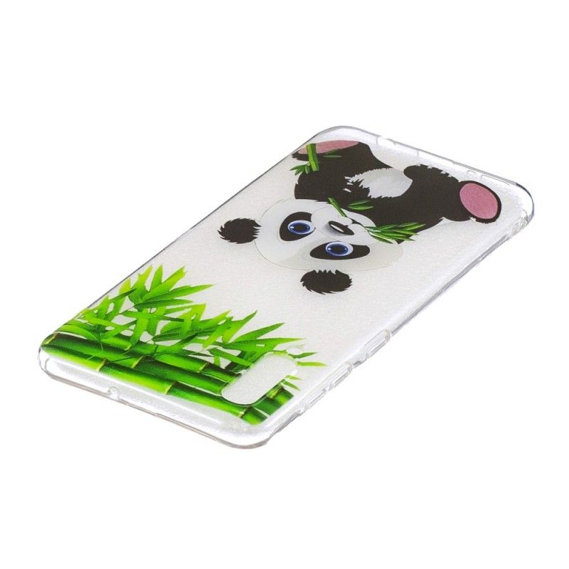 Hülle Samsung Galaxy A50 Handyhülle Transparenter Panda Essen