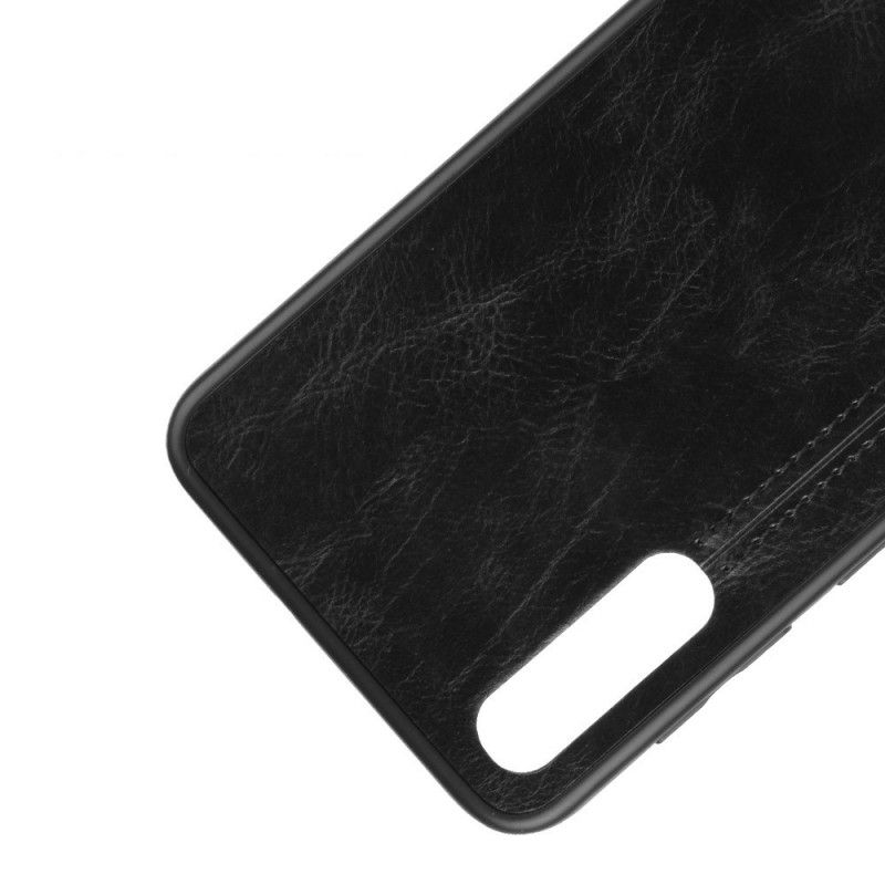 Hülle Samsung Galaxy A50 Schwarz Handyhülle Genähter Ledereffekt