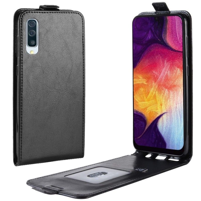 Lederhüllen Für Samsung Galaxy A50 Schwarz Faltbarer Ledereffekt