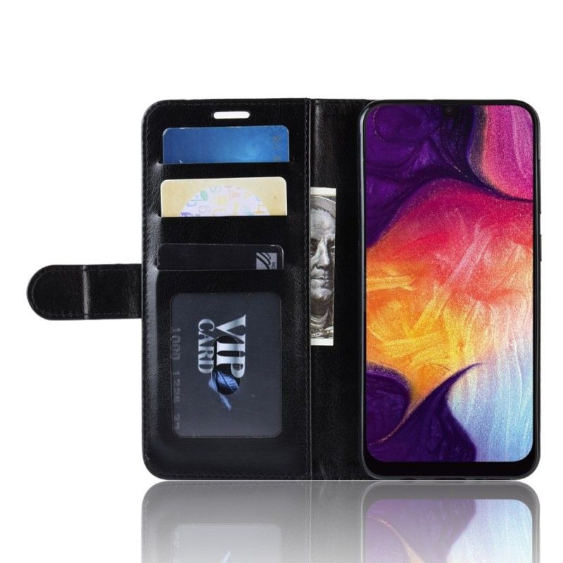 Lederhüllen Samsung Galaxy A50 Schwarz Handyhülle Ultra-Kunstleder