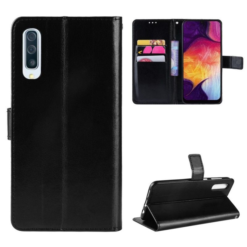 Lederhüllen Samsung Galaxy A50 Schwarz Quadratisches Kunstleder