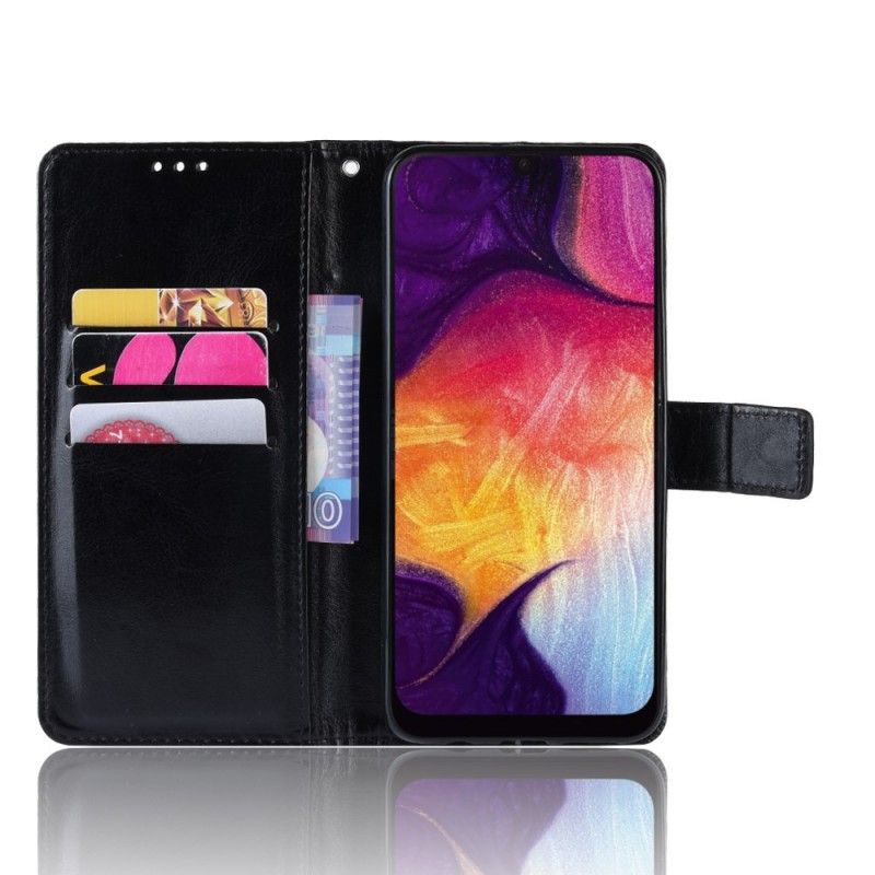 Lederhüllen Samsung Galaxy A50 Schwarz Quadratisches Kunstleder