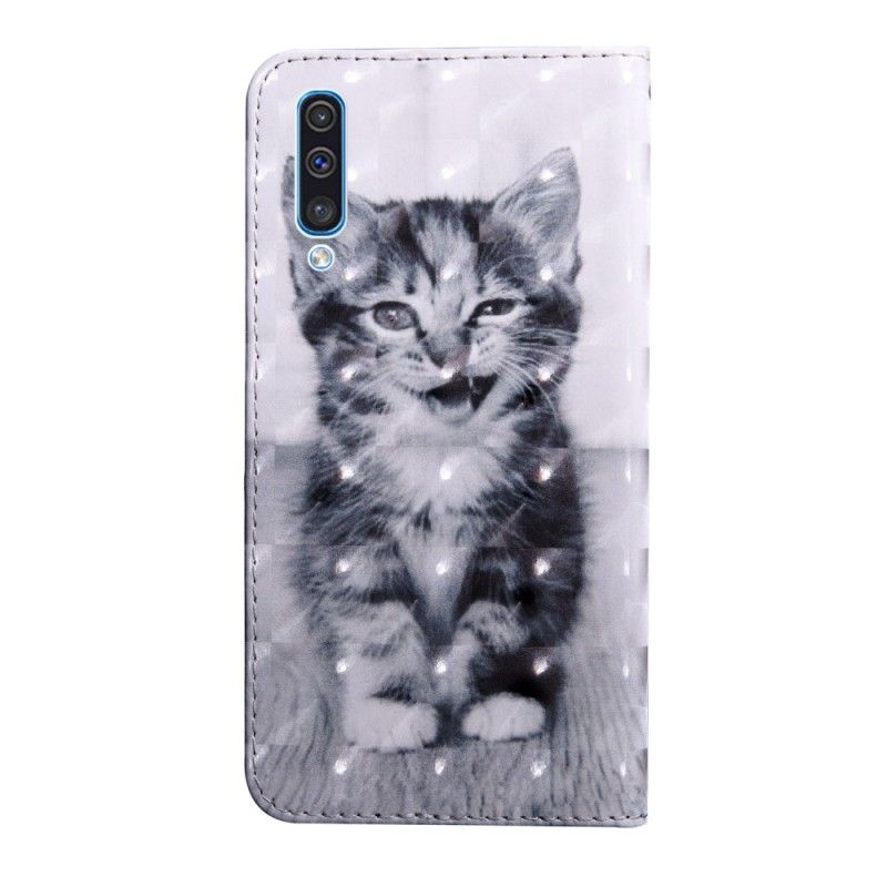 Lederhüllen Samsung Galaxy A50 Schwarz-Weiß-Katze