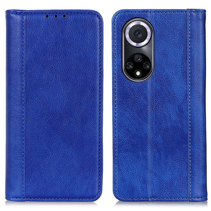 Schutzhülle Für Honor 50 Flip Case Eleganz Aus Gespaltenem Litschi-leder