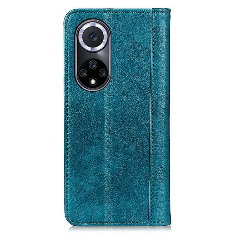 Schutzhülle Für Honor 50 Flip Case Eleganz Aus Gespaltenem Litschi-leder