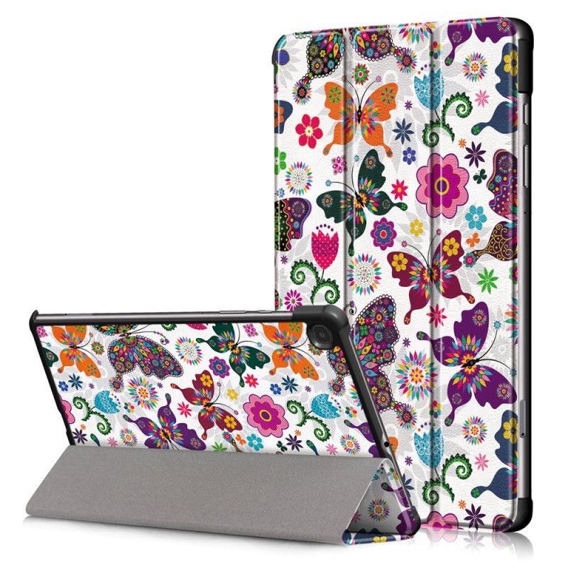 Smart Case Samsung Galaxy Tab S6 Lite Verstärkte Schmetterlinge Und Blumen