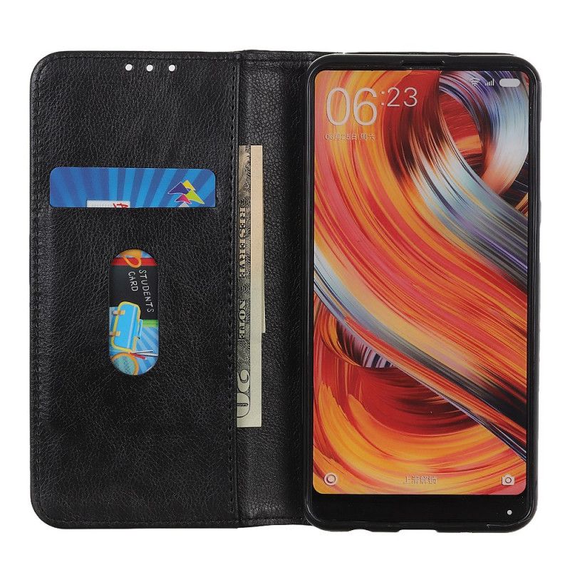 Flip Case Samsung Galaxy S21 Ultra 5G Schwarz Elegantes Geteiltes Litschileder