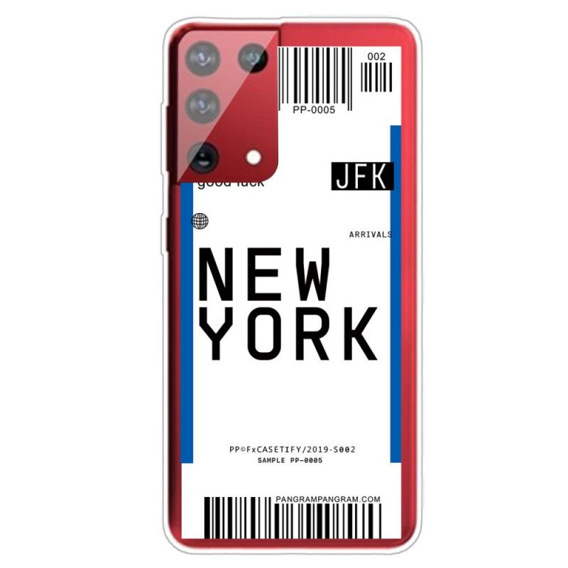 Hülle Für Samsung Galaxy S21 Ultra 5G Schwarz Bordkarte Nach New York