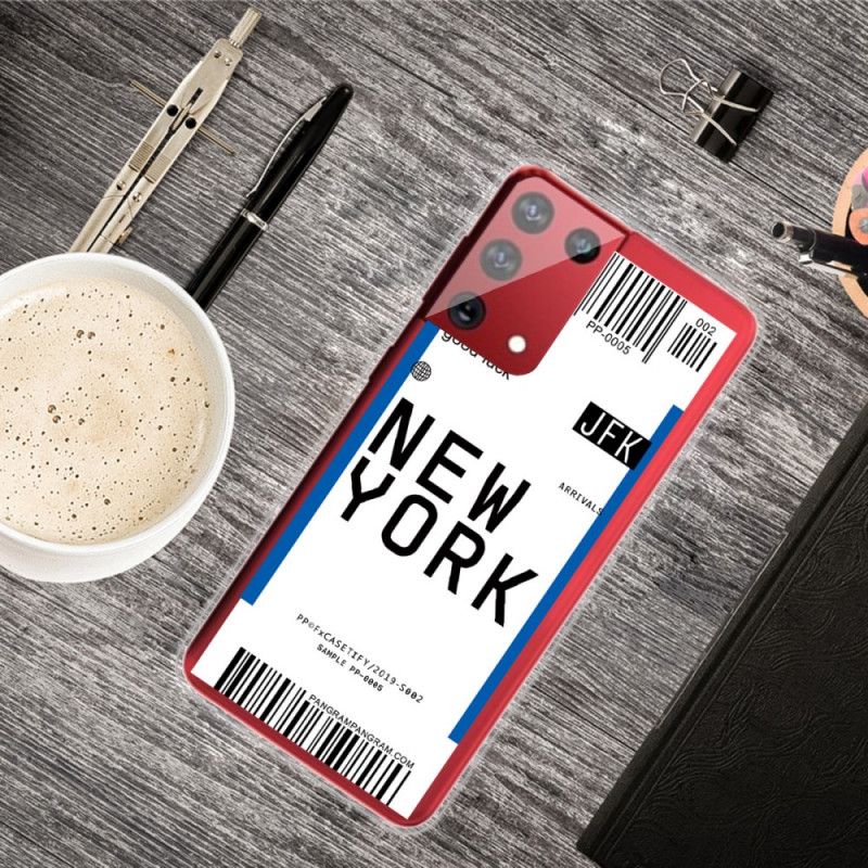 Hülle Für Samsung Galaxy S21 Ultra 5G Schwarz Bordkarte Nach New York