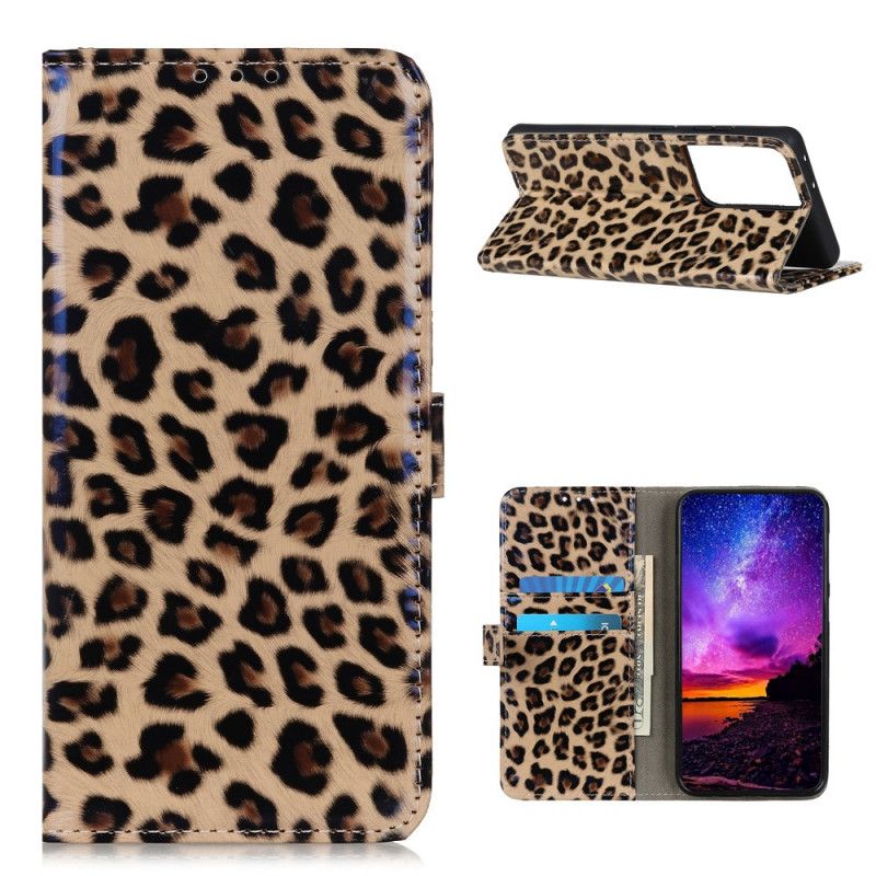 Lederhüllen Samsung Galaxy S21 Ultra 5G Einfacher Leopard