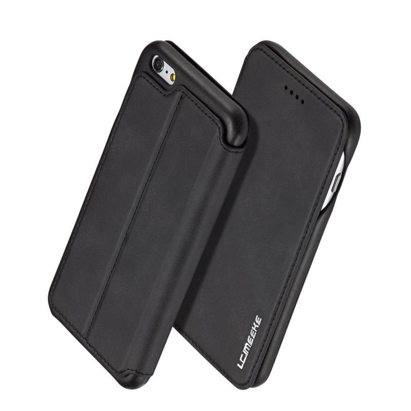 Flip Case iPhone 6 / 6S Schwarz Lc.Imeeke Ledereffekt