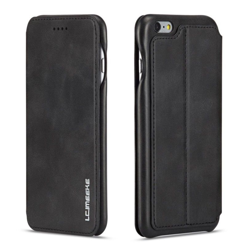 Flip Case iPhone 6 / 6S Schwarz Lc.Imeeke Ledereffekt