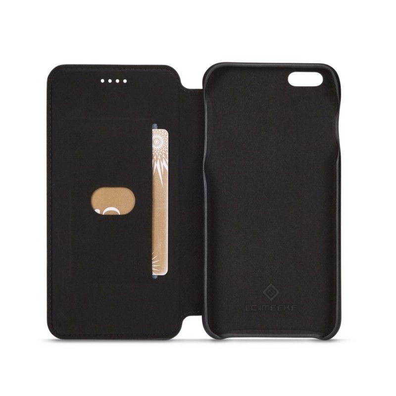 Flip Case iPhone 6 / 6S Schwarz Lc.Imeeke Ledereffekt