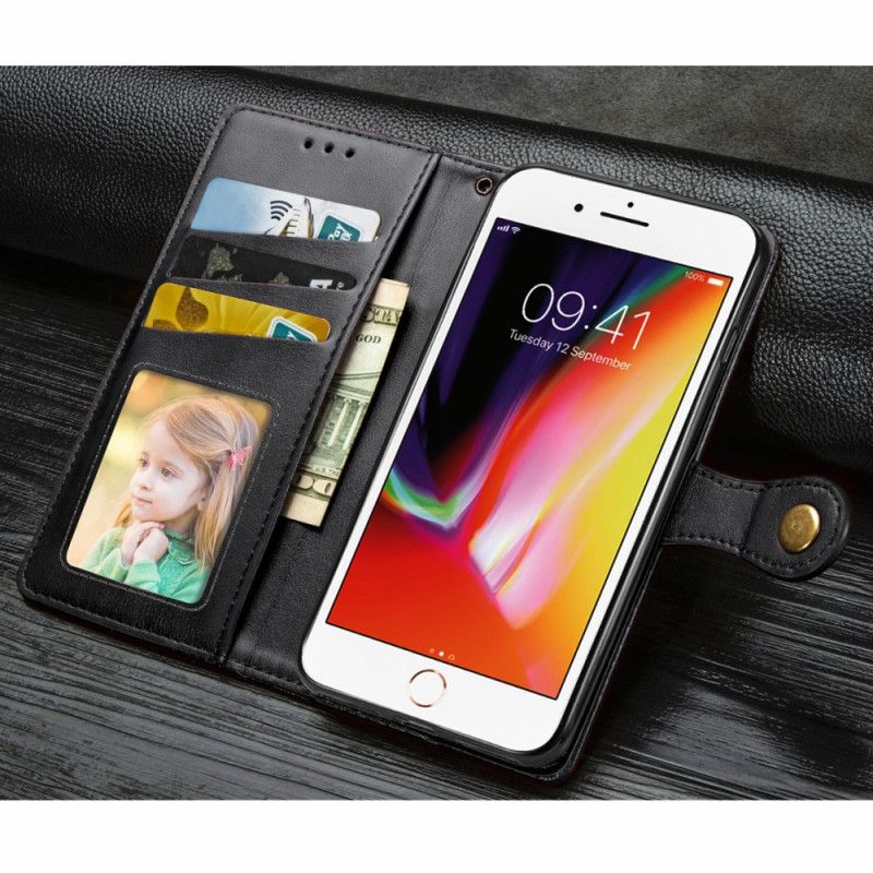 Lederhüllen iPhone 6 / 6S Schwarz Kunstleder Und Vintage-Verschluss