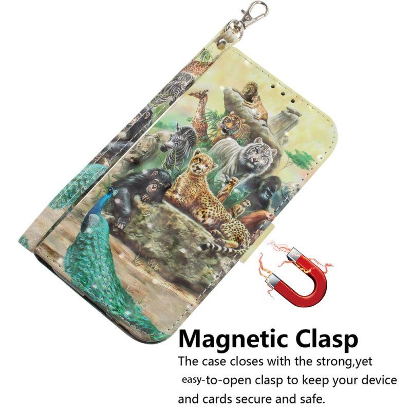 Flip Case Für Honor Magic 5 Lite Mit Kordel Tanga-safari-tiere