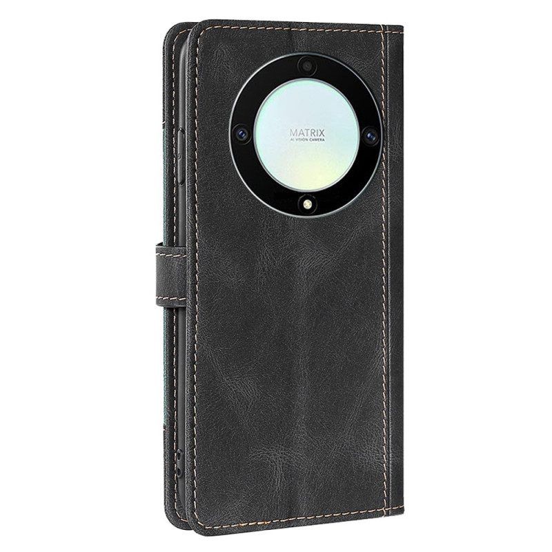 Flip Case Für Honor Magic 5 Lite Zweifarbiges Blumenmuster