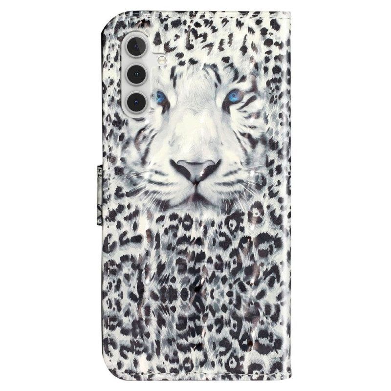 Lederhüllen Für Samsung Galaxy A14 / A14 5G Mit Kordel Riemchen-leopard