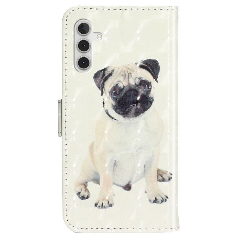 Lederhüllen Für Samsung Galaxy A14 / A14 5G Mit Kordel Tanga-hund