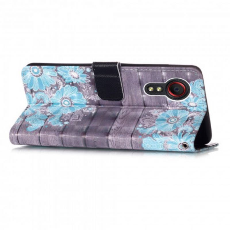 Lederhüllen Samsung Galaxy Xcover 5 Blaue Blumen