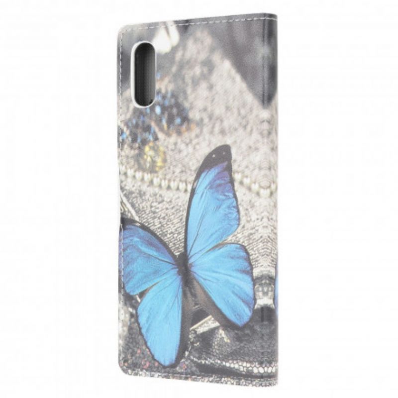 Lederhüllen Samsung Galaxy Xcover 5 Blauer Schmetterling