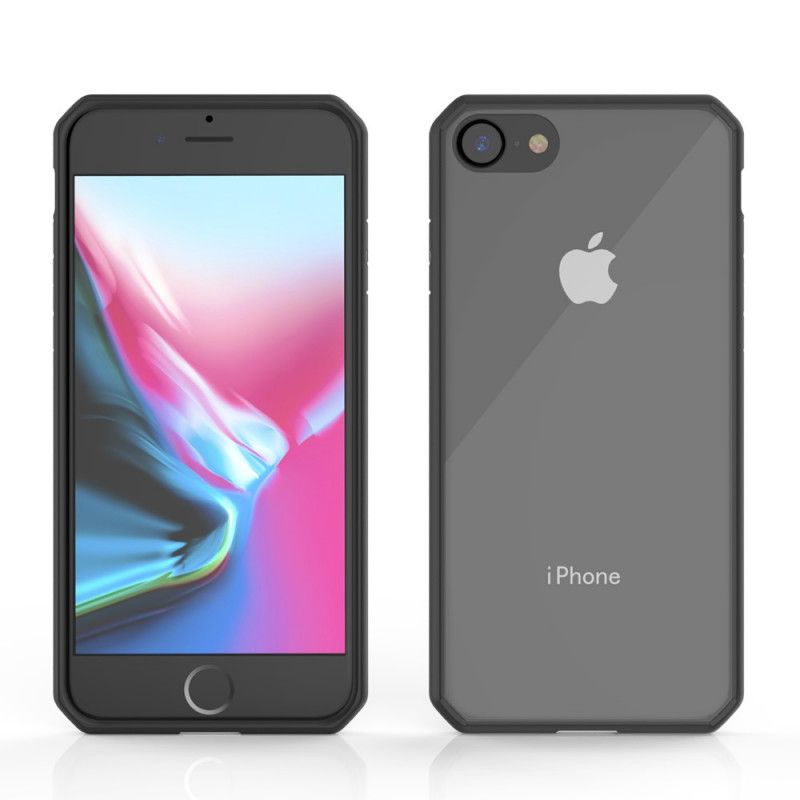 Hülle iPhone 7 / 8 / SE 2 Schwarz Transparente Farbige Kanten