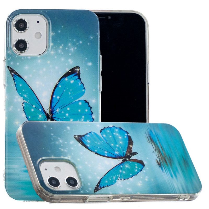 Hülle Für iPhone 12 Mini Fluoreszierender Blauer Schmetterling