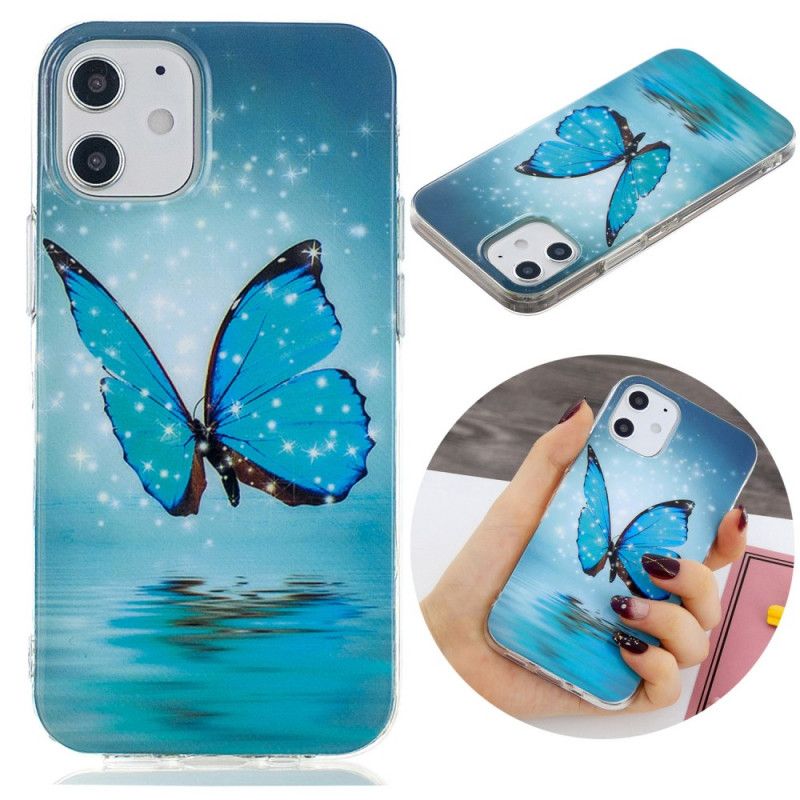 Hülle Für iPhone 12 Mini Fluoreszierender Blauer Schmetterling