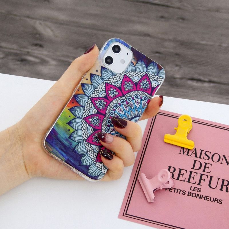 Hülle iPhone 12 Mini Handyhülle Fluoreszierendes Farbiges Mandala