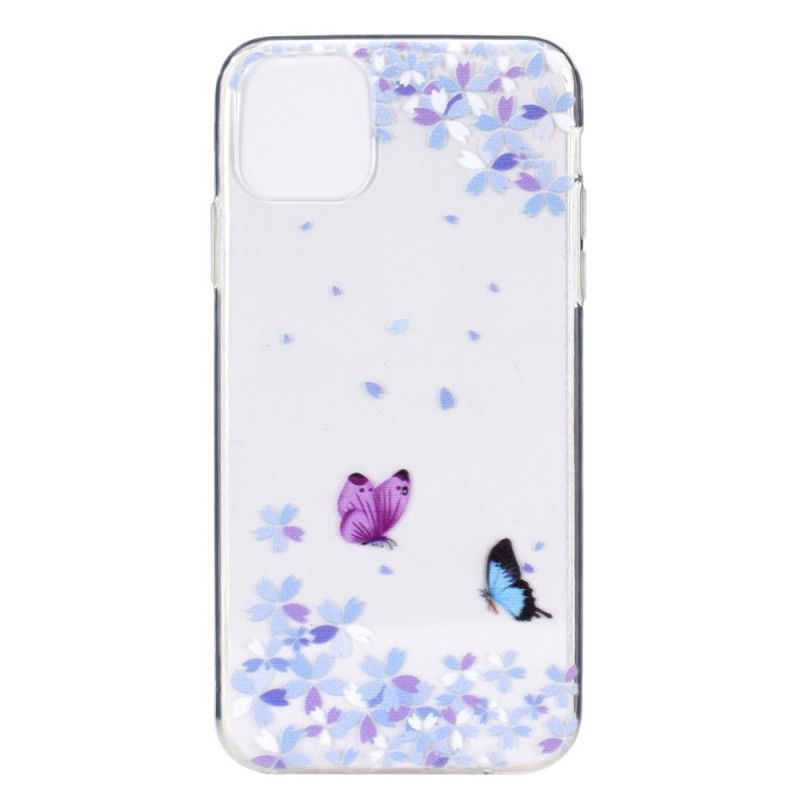 Hülle iPhone 12 Mini Transparente Schmetterlinge Und Blumen