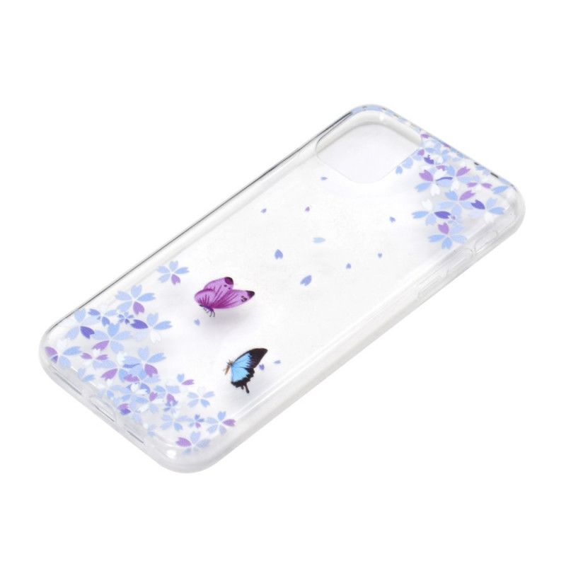 Hülle iPhone 12 Mini Transparente Schmetterlinge Und Blumen