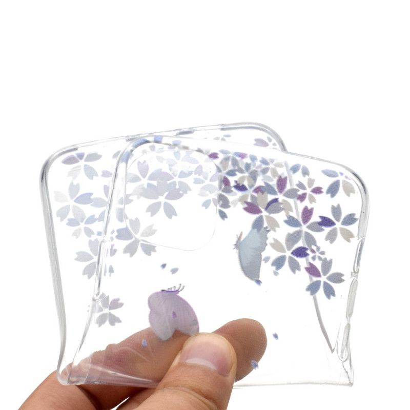 Hülle iPhone 12 Mini Transparente Schmetterlinge Und Blumen