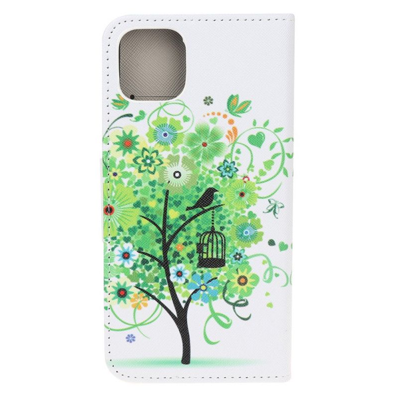 Lederhüllen iPhone 12 Mini Handyhülle Blühender Baum