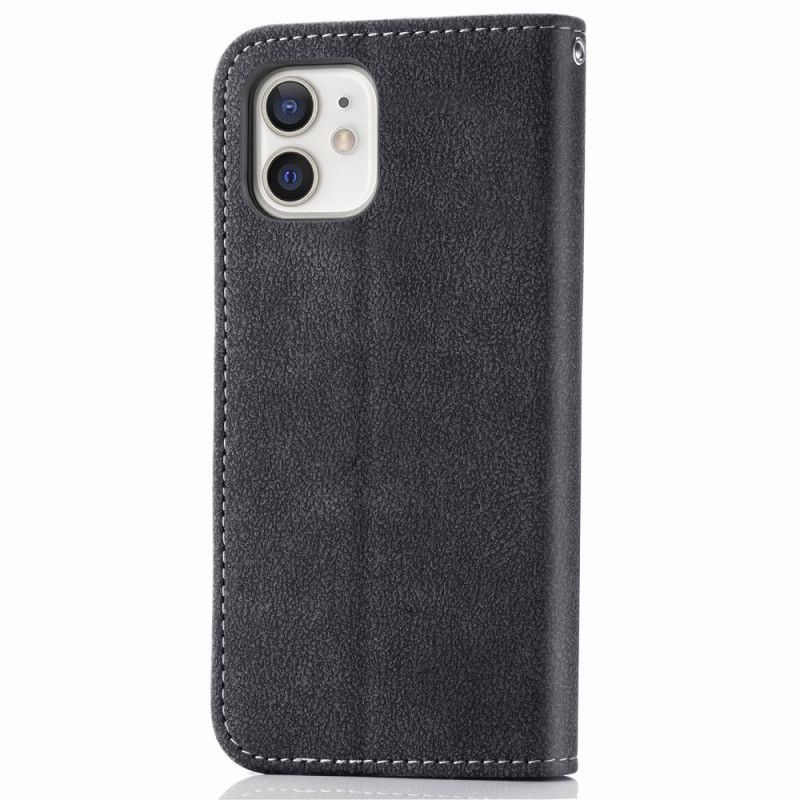 Lederhüllen iPhone 12 Mini Schwarz Rotierender Kartenhalter