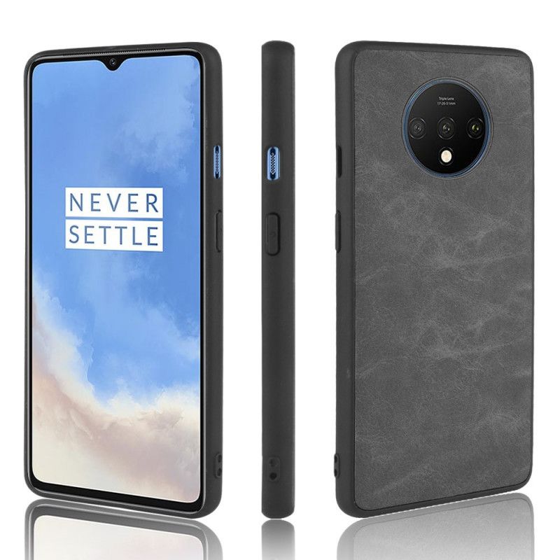 Hülle OnePlus 7T Grau Premium-Ledereffekt