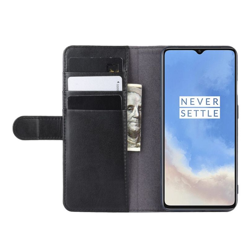 Lederhüllen OnePlus 7T Schwarz Echtes Leder