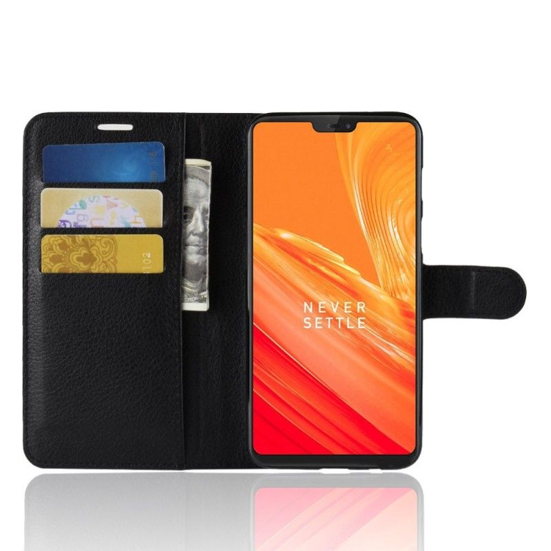 Lederhüllen OnePlus 6 Schwarz Klassisch